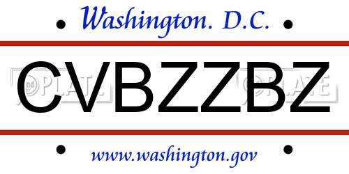 CVBZZBZ District Of Columbia License Plate