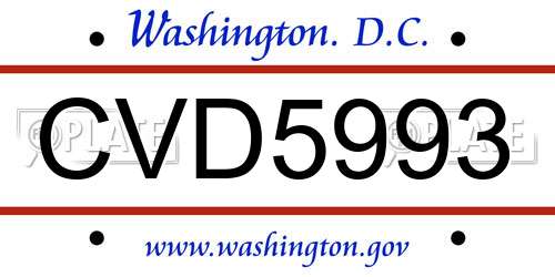 CVD5993 District Of Columbia License Plate