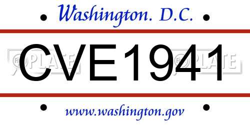 CVE1941 District Of Columbia License Plate