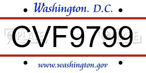 CVF9799 District Of Columbia License Plate