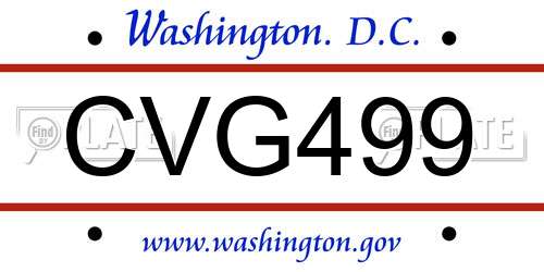 CVG499 District Of Columbia License Plate