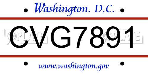 CVG7891 District Of Columbia License Plate