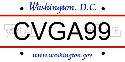CVGA99 District Of Columbia License Plate
