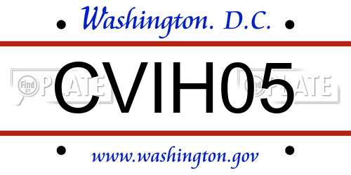 CVIH05 District Of Columbia License Plate
