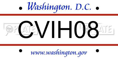 CVIH08 District Of Columbia License Plate