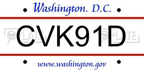 CVK91D District Of Columbia License Plate