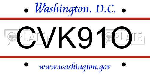 CVK91O District Of Columbia License Plate