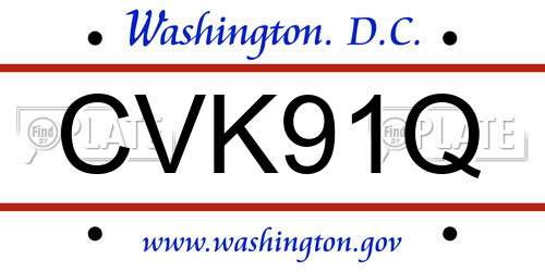 CVK91Q District Of Columbia License Plate