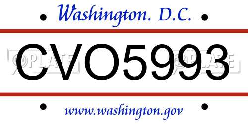 CVO5993 District Of Columbia License Plate