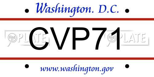 CVP71 District Of Columbia License Plate