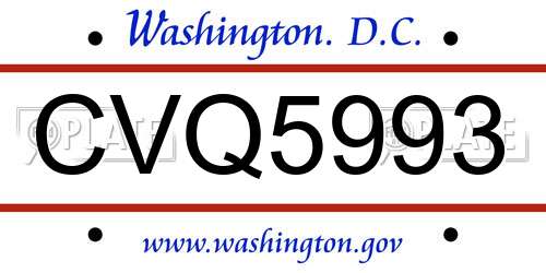 CVQ5993 District Of Columbia License Plate