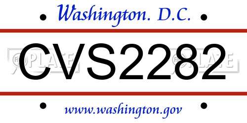 CVS2282 District Of Columbia License Plate