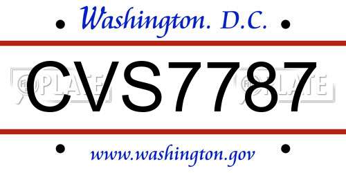 CVS7787 District Of Columbia License Plate