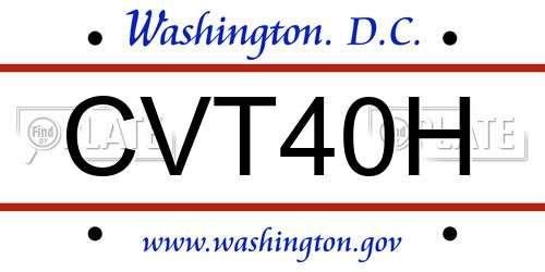 CVT40H District Of Columbia License Plate