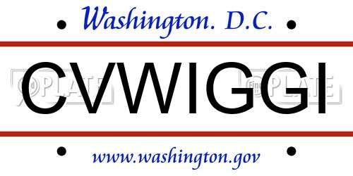 CVWIGGI District Of Columbia License Plate
