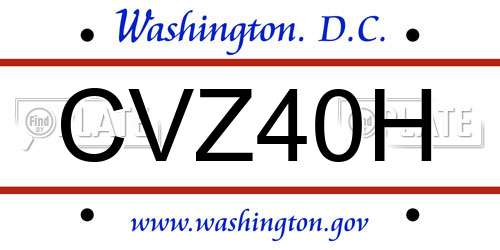 CVZ40H District Of Columbia License Plate