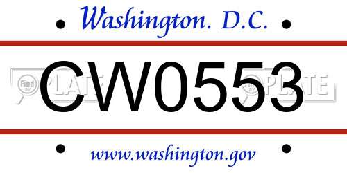 CW0553 District Of Columbia License Plate
