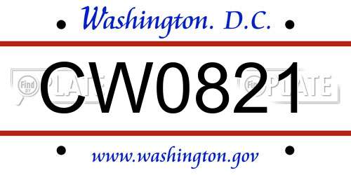 CW0821 District Of Columbia License Plate