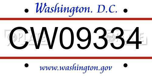 CW09334 District Of Columbia License Plate