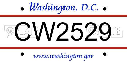 CW2529 District Of Columbia License Plate