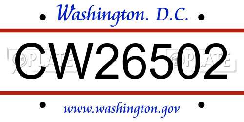 CW26502 District Of Columbia License Plate