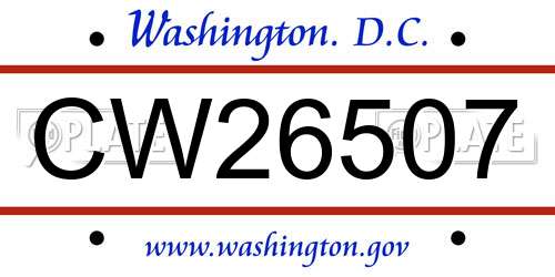 CW26507 District Of Columbia License Plate