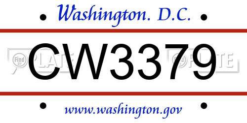 CW3379 District Of Columbia License Plate