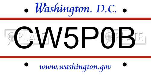 CW5P0B District Of Columbia License Plate