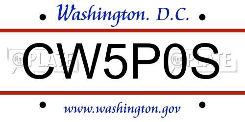 CW5P0S District Of Columbia License Plate