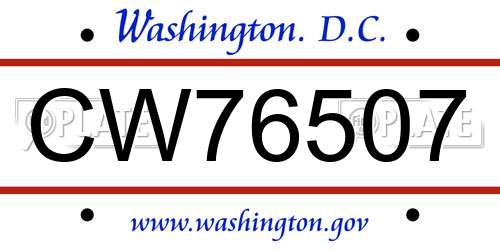 CW76507 District Of Columbia License Plate