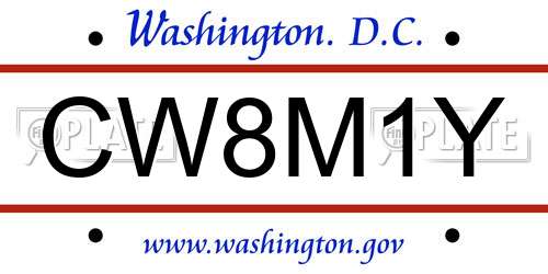 CW8M1Y District Of Columbia License Plate