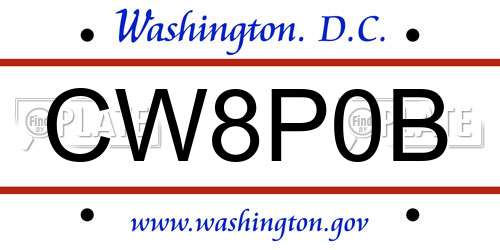 CW8P0B District Of Columbia License Plate