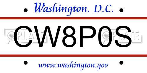 CW8P0S District Of Columbia License Plate