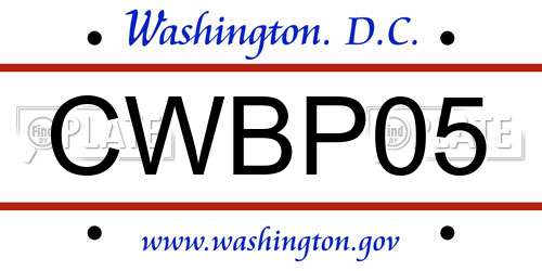 CWBP05 District Of Columbia License Plate