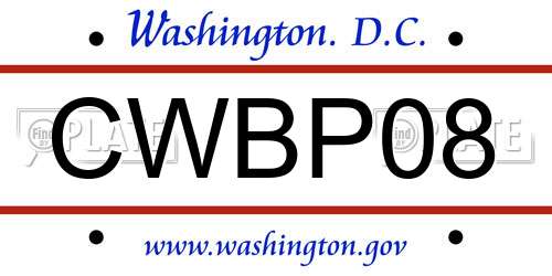 CWBP08 District Of Columbia License Plate