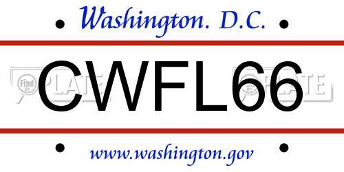 CWFL66 District Of Columbia License Plate