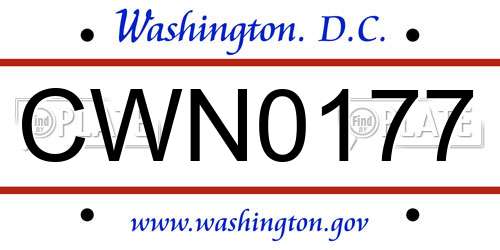 CWN0177 District Of Columbia License Plate