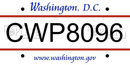 CWP8096 District Of Columbia License Plate