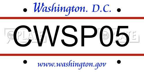 CWSP05 District Of Columbia License Plate
