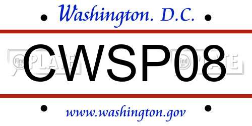 CWSP08 District Of Columbia License Plate