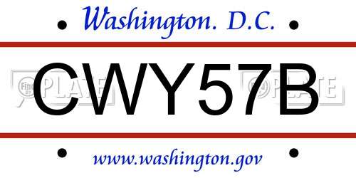 CWY57B District Of Columbia License Plate