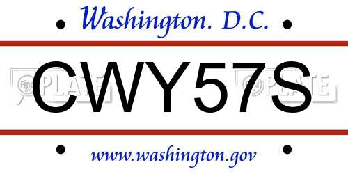 CWY57S District Of Columbia License Plate