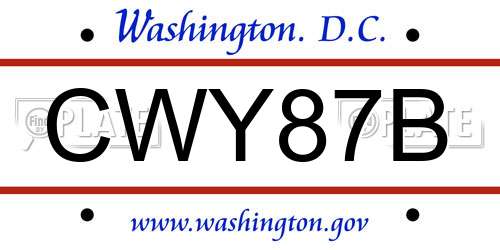 CWY87B District Of Columbia License Plate
