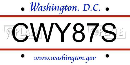 CWY87S District Of Columbia License Plate