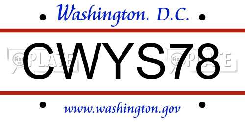 CWYS78 District Of Columbia License Plate