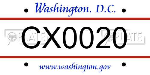 CX0020 District Of Columbia License Plate
