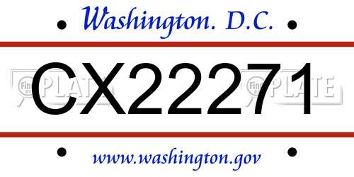 CX22271 District Of Columbia License Plate