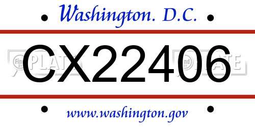 CX22406 District Of Columbia License Plate