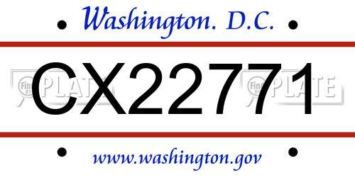 CX22771 District Of Columbia License Plate