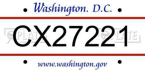 CX27221 District Of Columbia License Plate